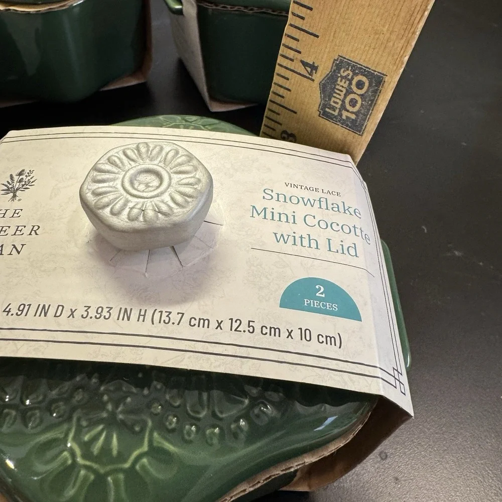 Pioneer Woman Stoneware Snowflake Cocotte with Lid – 2 Cup Mini Casserole Dish‎